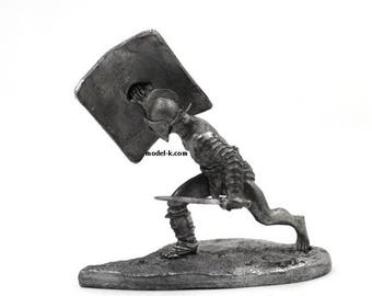 Gladiador romano de 54 mm com escudo