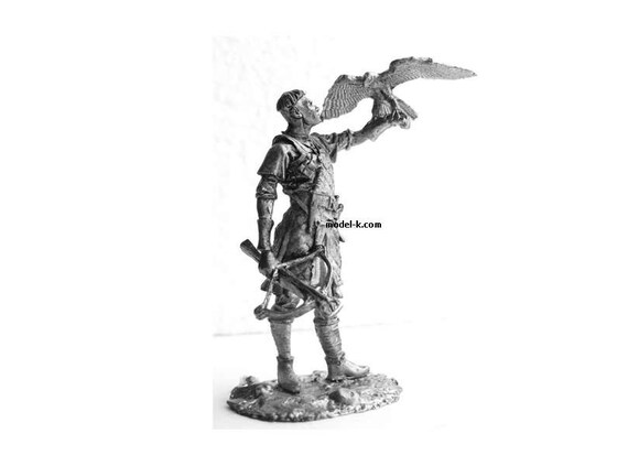 Norman knight with a falcon Tin toy soldier Collection 54mm metal sculpture 