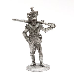 tin 54mm Napoleonic. Voltigere of the 8th Infantry Regiment. Poland 1808-10 1:32 Scale Pewter Sculpture