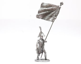 Tin 54mm France. Line Infantry. Su-Lieutenant With A Regimental Eagle 1813 1:32 Scale Metal Castings