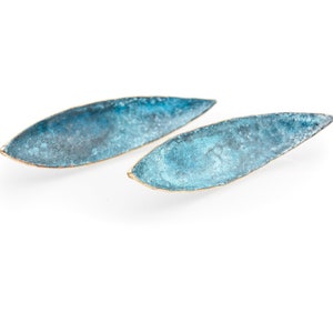 Earrings, leaf, blue, turquoise, green, earrings, oxidation, patina, original, unique piece, craftsmanship, jewel, jewelry, nature, gift