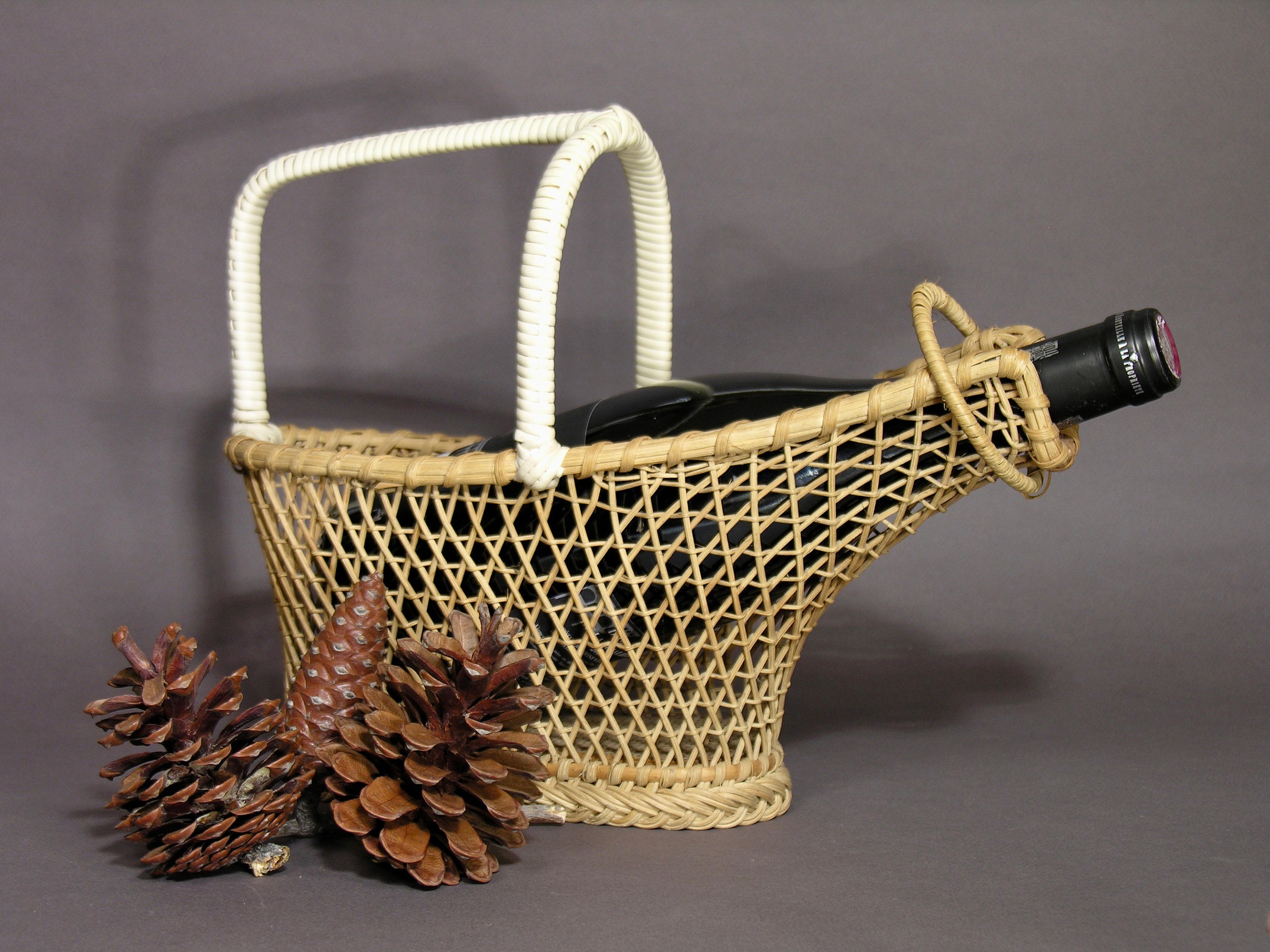 Wine Bottle Basket / French Woven Wicker Basket / Made in Etsy