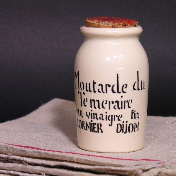 French Mustard Ceramic Jar - Bornier Dijon Mustard - French Spice Jar - Vintage Industrial Home Decor - French Kitchenware Collectible
