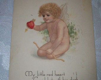 1919 antique Valentine cupid  postcard  A Heart for You