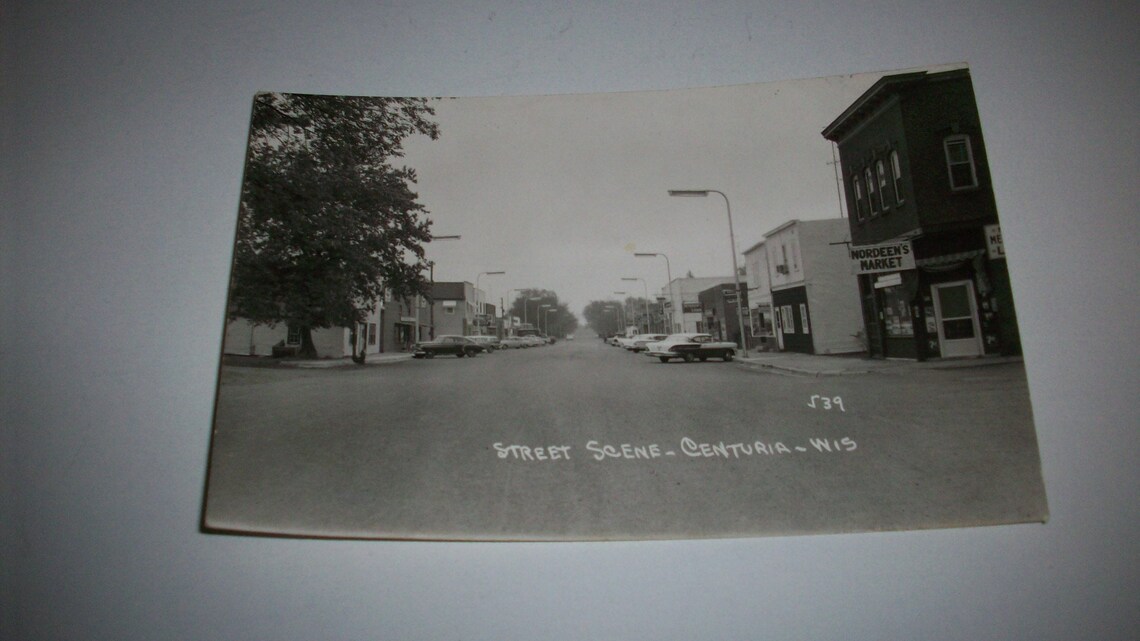50s Real Photo Postcard Centuria Wisconsin Street Scene 50s Cars Rppc