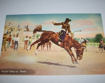 40s rodeo postcard Vaughn Kreig on Boxer