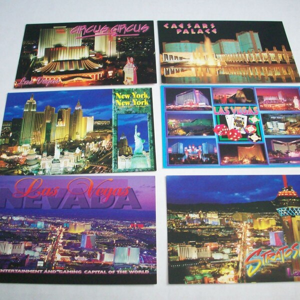 90s Las Vegas casino postcards lot of 6 The Collectors Series Las Vegas postcards