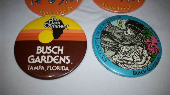 70s Busch Gardens Tampa animal conservation pinback b… - Gem