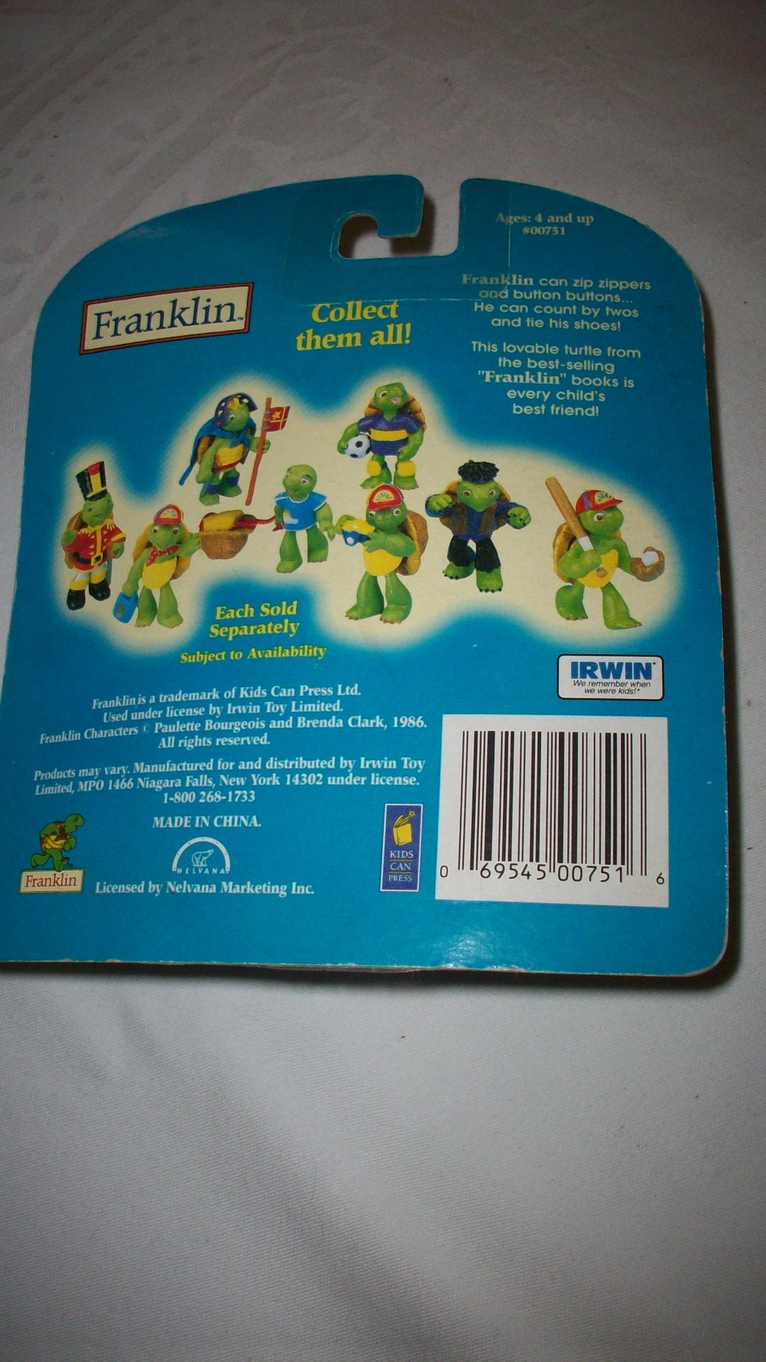 80s Franklin the Turtle PVC Toy Figures Irwin Toy 4 Different Etsy