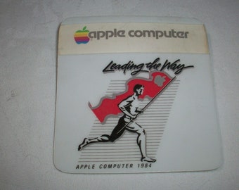 1984 Apple Computers advertising pinback button Apple Computer Leading the way