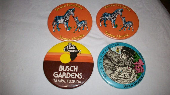 70s Busch Gardens Tampa animal conservation pinback b… - Gem