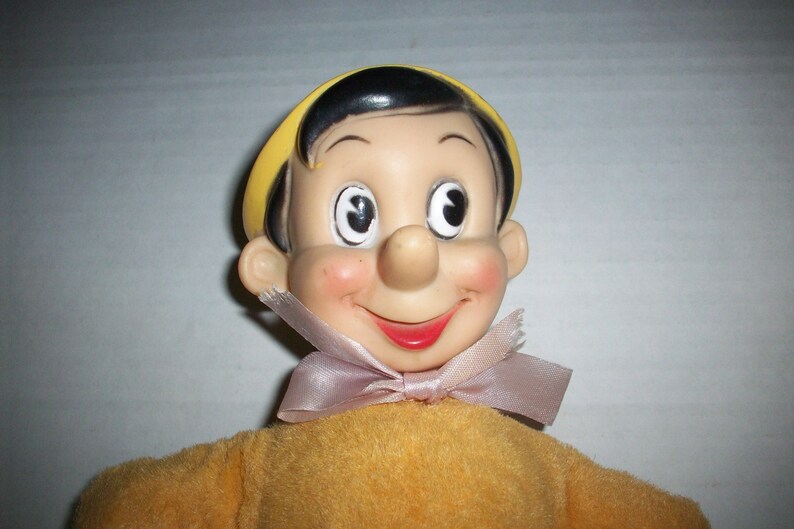 60s Disney Plush Gundikins Rubber Head Soft Body 9 Inch Pinocchio Walt