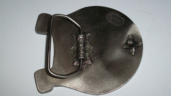 90s Horseshoe shaped western belt buckle enameled… - image 3