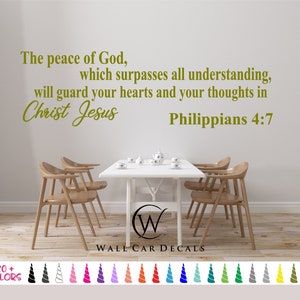 Philippians 4:7 Wall Decal - Bible Verse Decal - Church Wall Decal - Scripture Sticker - Religious Wall Decor -  Vinyl Lettering Bible Quote