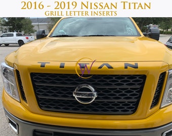 Front Stamped Grille Letter Vinyl Decal Insert for 2016-2019 Nissan Titan XD Hood - 19 Colors - Custom Accent Vinyl Sticker Inlay Inserts