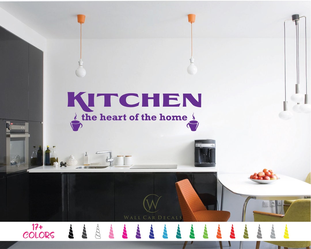 Kitchen the Heart of the Home Wall Quote Vinyl Decal Coffee Saying ...
