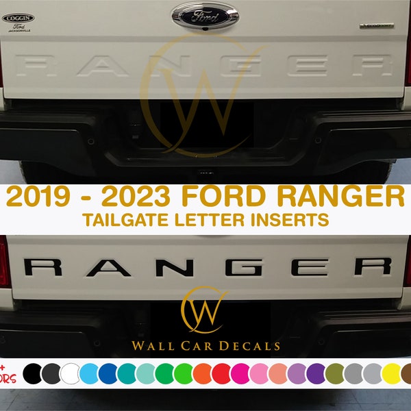 Tailgate Insert Letter Decals for 2019 Ford Ranger Truck Custom Stamped Accent Inlay Letters Vinyl Sticker Inserts Accessories Stickers Kit