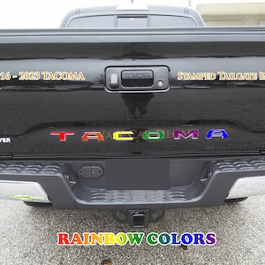 Stamped Tailgate Insert Letters Decals for 2016 17 18 19 2020 21 22 23 Toyota Tacoma Truck Rainbow Custom Vinyl Sticker Lettering Accessory