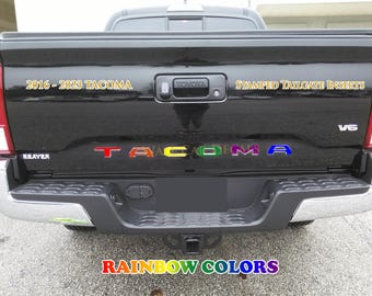 Stamped Tailgate Insert Letters Decals for 2016 17 18 19 2020 21 22 23 Toyota Tacoma Truck Rainbow Custom Vinyl Sticker Lettering Accessory
