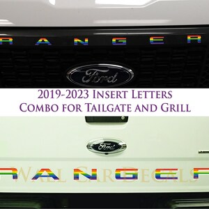 2019-2023 Ranger Front + Rear Letter Inserts | Rainbow Pride | Laminated Printed Vinyl Stickers