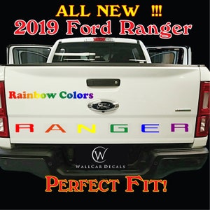 Tailgate Insert Letter Decals for 2019 Ford Ranger Truck Custom Rainbow Stamped Accent Inlay Vinyl Sticker Inserts Accessories Stickers Kit