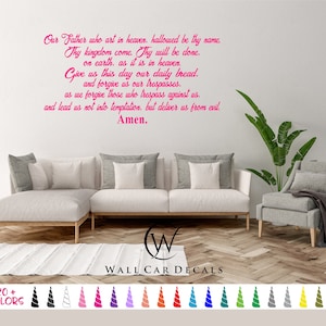 The Lords Prayer Our Father Who Art in Heaven Amen Vinyl Wall Decal. Custom Decoration Quote Sticker. 19 Colors - Multiple Size Choice