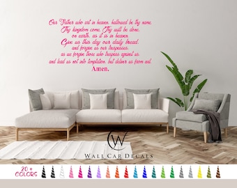 The Lords Prayer Our Father Who Art in Heaven Amen Vinyl Wall Decal. Custom Decoration Quote Sticker. 19 Colors - Multiple Size Choice
