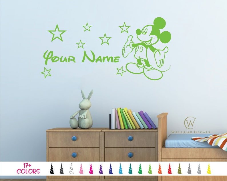 Personalized Custom Name Mickey Mouse Wall Decal Kids Nursery Etsy