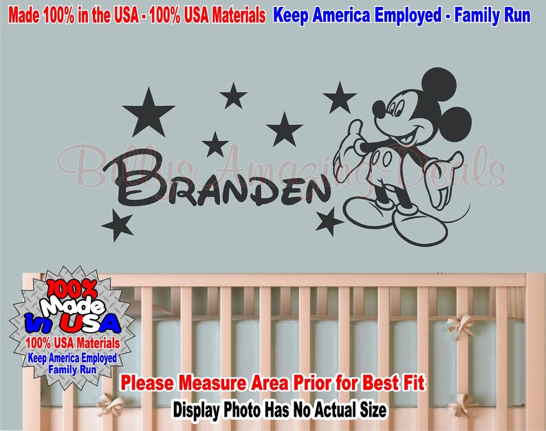 Personalized Mickey Mouse Custom Name Wall Saying Vinyl Etsy