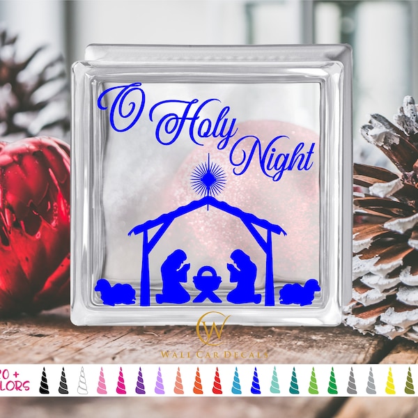 Nativity Christmas Decal, DIY Christmas Sticker, 6" 8" Holiday Light Wood Shadow Box Home Decor, Glass Block Vinyl Decals