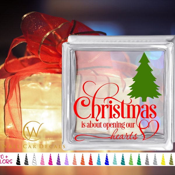 Christmas Glass Block Decal. DIY Holiday Home Decoration Sticker. Holiday Light Shadow Box Decor Vinyl Decal. 6" 8" Sign Wall Decal