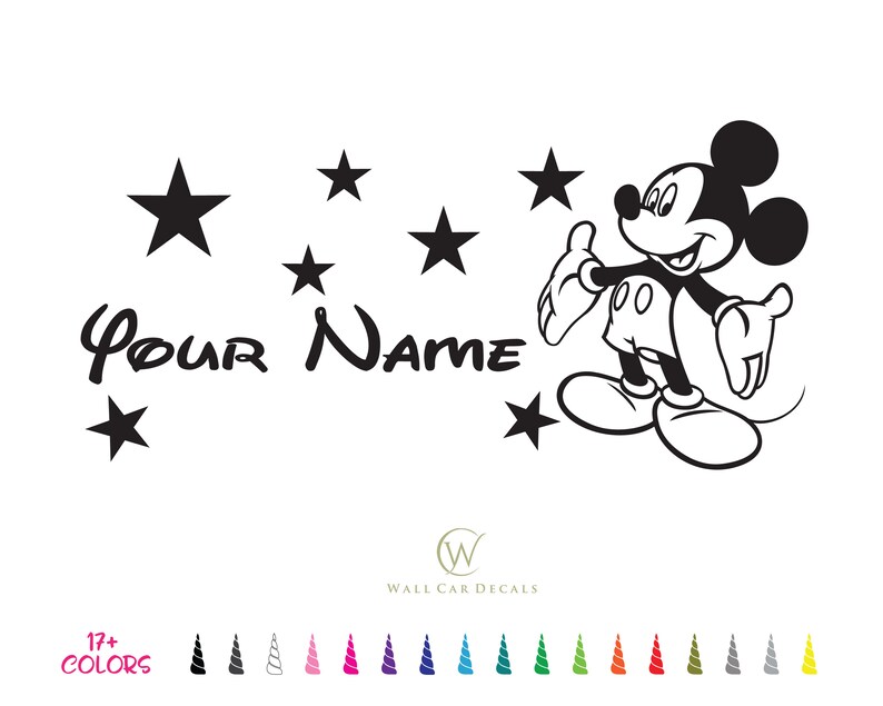 Personalized Mickey Mouse Decal Custom Name Wall Vinyl Sticker Etsy