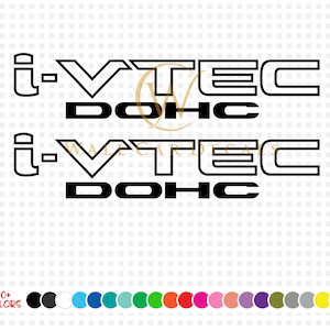 2x i-VTEC DOHC Vinyl Decals. 9&quot; - 11.5&quot; Sticker Fits a Honda Civic Accord Prelude Si Replica Emblem . JDM 2000 to 2015 Body Style.