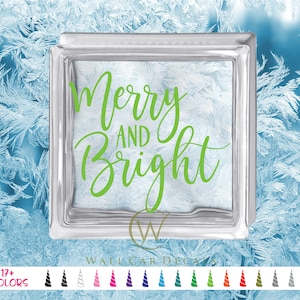 Merry Christmas Lights Vinyl Decal Sticker For 8" Glass Block – Red Script, Oracal, Made In USA
