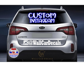 Custom Instagram Username Decal, Personalized Car Decal Sticker, Advertising Sticker, Social Media Handle Name, Car Window Vinyl Decal Decal