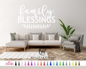 Family Blessings Vinyl Wall Decal Custom Home Décor Decoration Quote Sticker for Bedroom Living Room Hall 19 Colors - Multiple Size Choice
