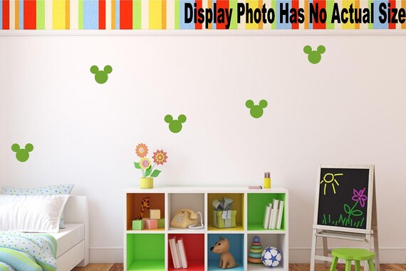 Mickey Mouse Head Silhouette Vinyl Decals Mirror Wall Room Boys Girls Bedroom Decor Car Window Style B Choose Size Color Removable Diy Craft