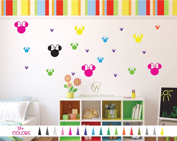 Minnie Mouse Head Silhouette Vinyl Decals Mirror Wall Room Girls Boys Bedroom Decor Car Window Style B Choose Size Color Removable Diy Craft