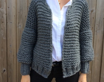 Chunky Knit Oversized Cardigan Pattern: Easy Knit (PDF Download)