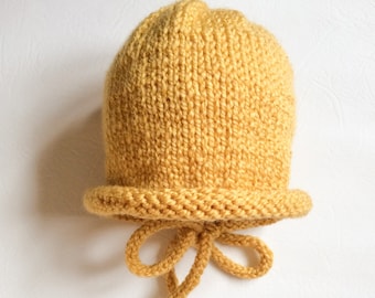 Knitted Baby Bonnet Pattern: Chunky Yarn Hat, 7 Sizes (PDF)