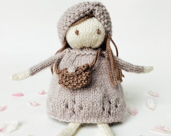 Amigurumi peg doll pattern gift for girls, knitted mini doll toy pattern, knitting pattern do it yourself doll making