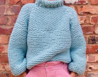 Super easy chunky knit sweater pattern instant download, oversized bulky pullover hand knitted easy pattern, chunky knit gift for her