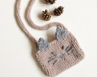 Molde para bolsa de ombro em tricô com estampa de gato: Bolsa infantil, Cesta de Páscoa (PDF)