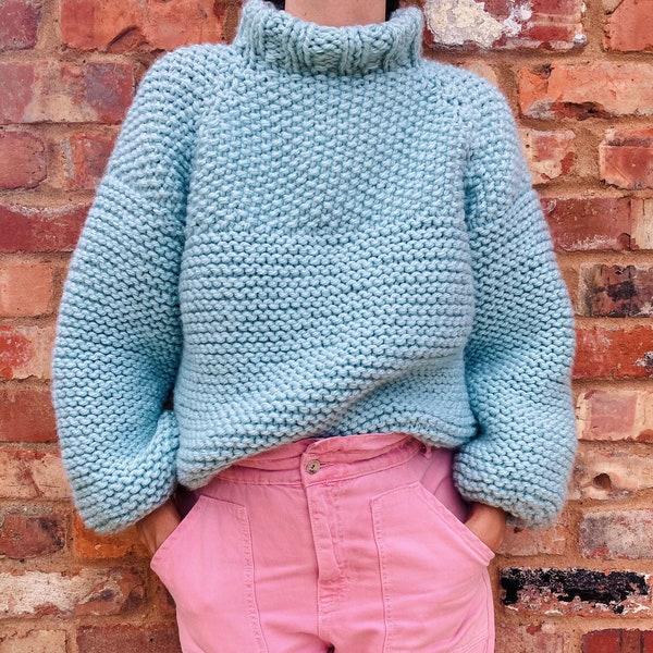 Pull à grosse maille tutoriel, patron pullover tuto facil cadeau pour femme, pull grosse laine fête des mères