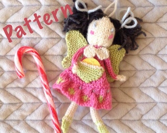 Doll pattern, knitting pattern tooth Fairy, PDF, Christmas fairy decoration