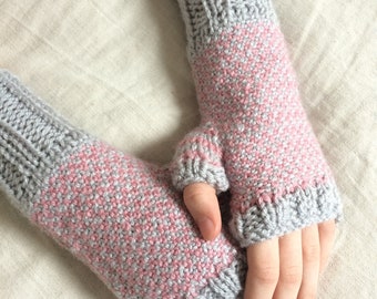 Knitting pattern fingerless mittens best friend gift, PDF knitting tutorial gift for her arm warmers