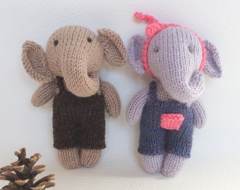 Knitted doll pattern, amigurumi mini elephant pattern, baby shower gift, knitting pattern, softies, knit toy pattern