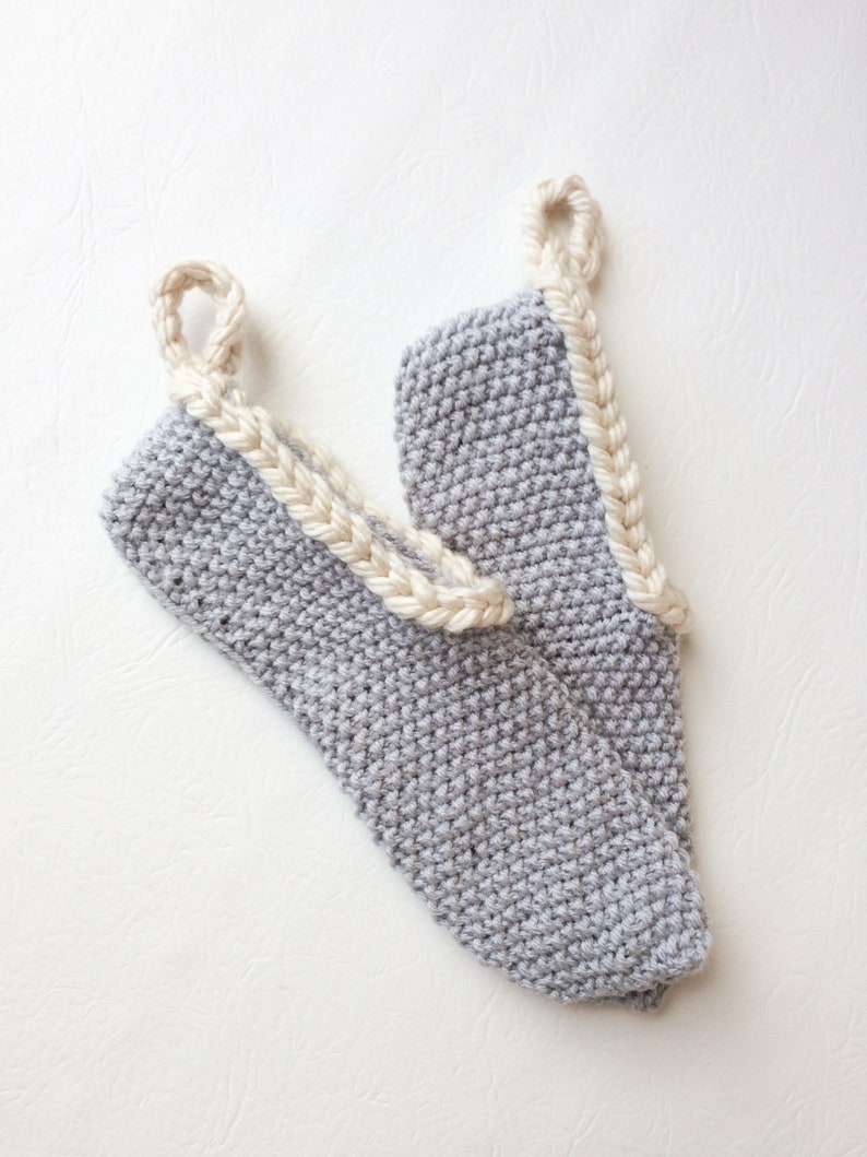Knitted day slippers, Knitting pattern, gift for teens, beginner pattern, PDF, gift for her, DIY, unisex slippers image 3