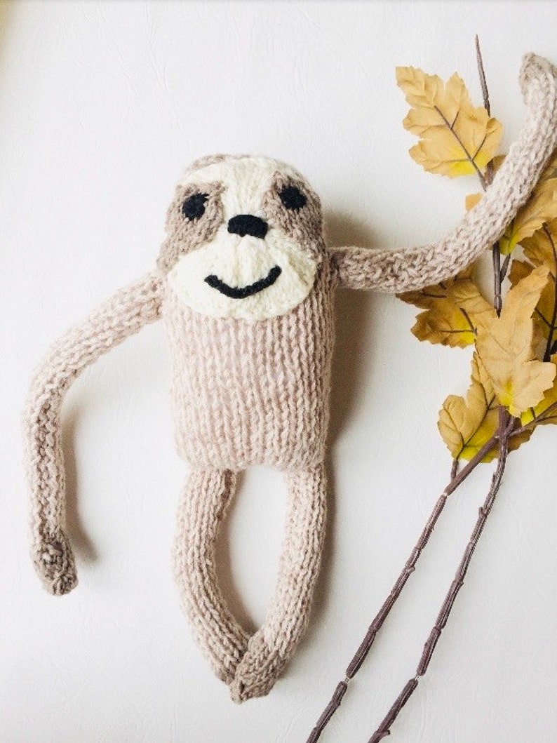 Knitting pattern, sloth, toy knitting pattern, softies, baby shower gift, do it yourself, PDF, handmade, knit toy pattern image 3