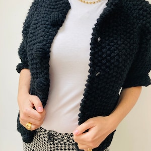 Chunky Knit Jacket Pattern Instant Download, Hand Knitted Cardigan Easy ...